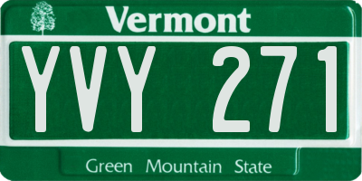 VT license plate YVY271