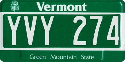 VT license plate YVY274