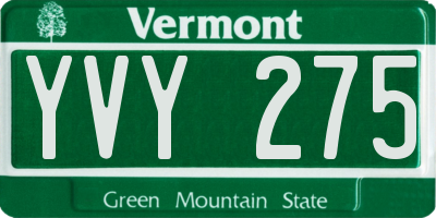 VT license plate YVY275