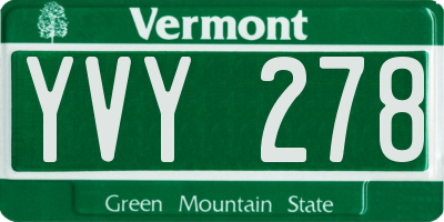 VT license plate YVY278