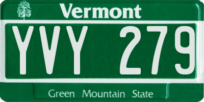 VT license plate YVY279