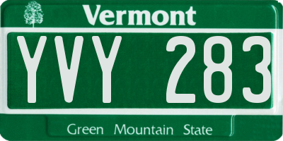 VT license plate YVY283