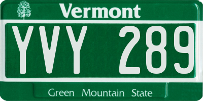 VT license plate YVY289