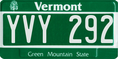 VT license plate YVY292