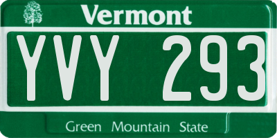 VT license plate YVY293