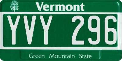 VT license plate YVY296