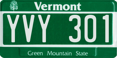 VT license plate YVY301
