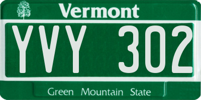 VT license plate YVY302