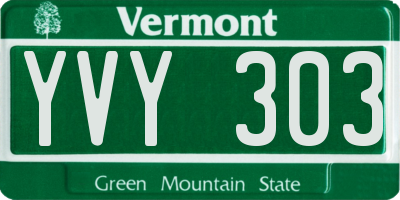 VT license plate YVY303