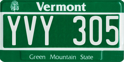 VT license plate YVY305