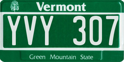 VT license plate YVY307