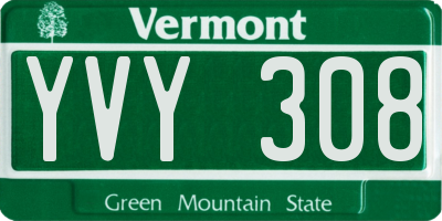 VT license plate YVY308