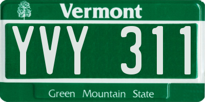 VT license plate YVY311