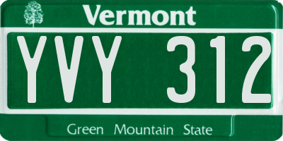 VT license plate YVY312
