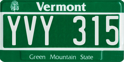 VT license plate YVY315