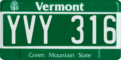 VT license plate YVY316