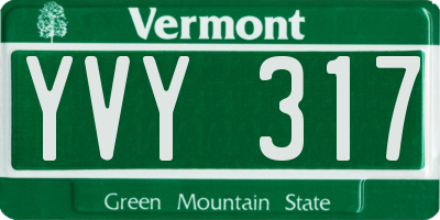 VT license plate YVY317