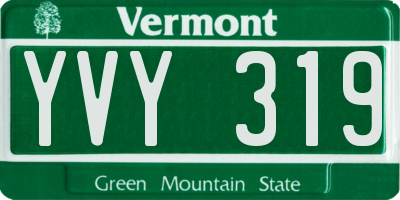 VT license plate YVY319