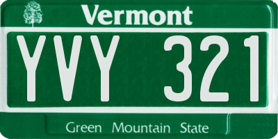 VT license plate YVY321