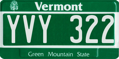 VT license plate YVY322