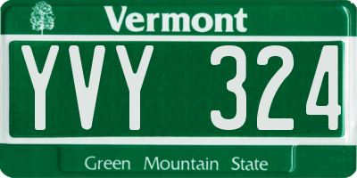 VT license plate YVY324