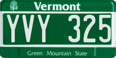 VT license plate YVY325