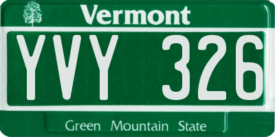 VT license plate YVY326