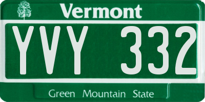 VT license plate YVY332