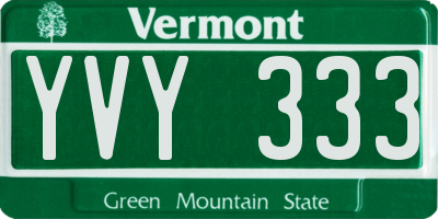 VT license plate YVY333