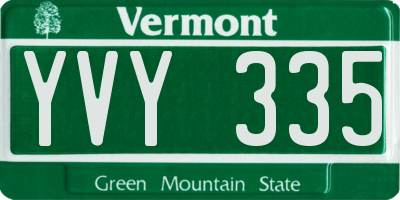 VT license plate YVY335