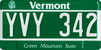 VT license plate YVY342
