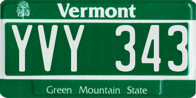 VT license plate YVY343