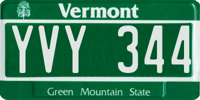 VT license plate YVY344