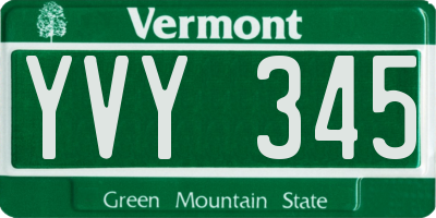 VT license plate YVY345