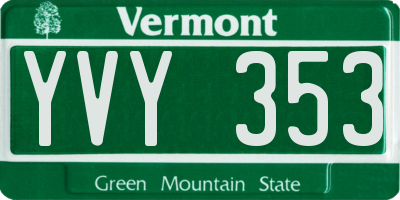 VT license plate YVY353
