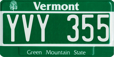 VT license plate YVY355
