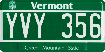 VT license plate YVY356