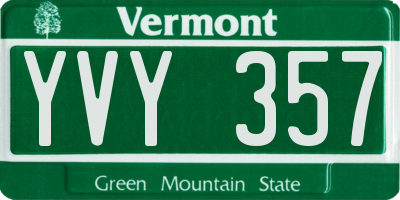 VT license plate YVY357