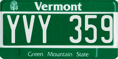 VT license plate YVY359
