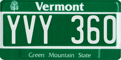 VT license plate YVY360