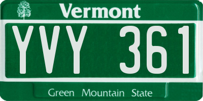 VT license plate YVY361