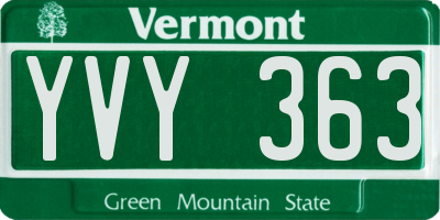 VT license plate YVY363