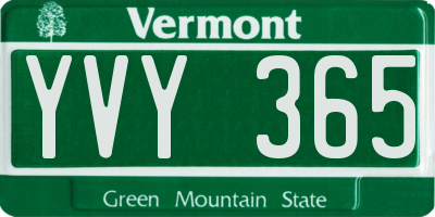 VT license plate YVY365