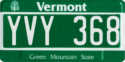 VT license plate YVY368