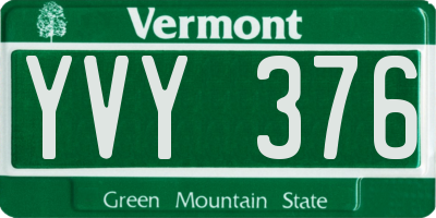 VT license plate YVY376