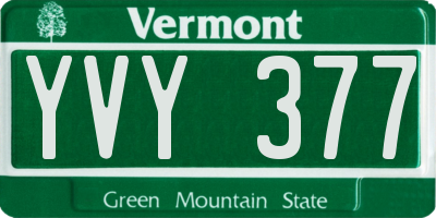 VT license plate YVY377