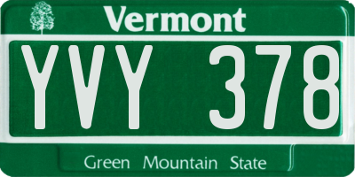 VT license plate YVY378