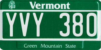 VT license plate YVY380