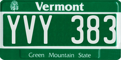 VT license plate YVY383