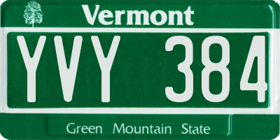 VT license plate YVY384